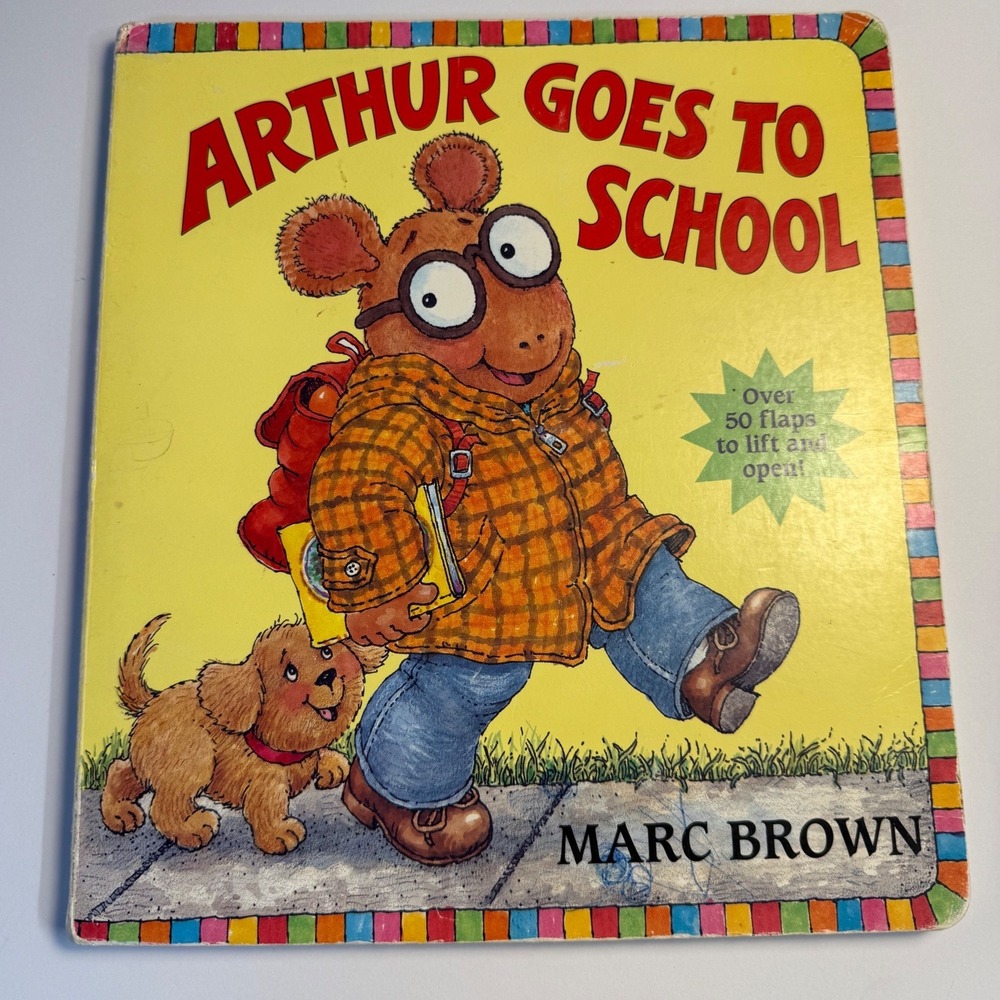Vintage 1995 PBS Kids Arthur Goes to School Lift a Flap Board Children's Book